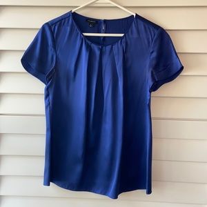 Talbots 100% silk royal blue blouse size 2